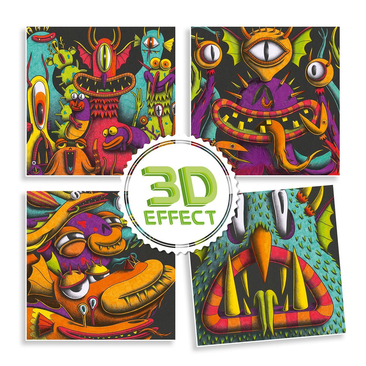 Atelier de colorat 3D Monstruleți simpatici, Djeco