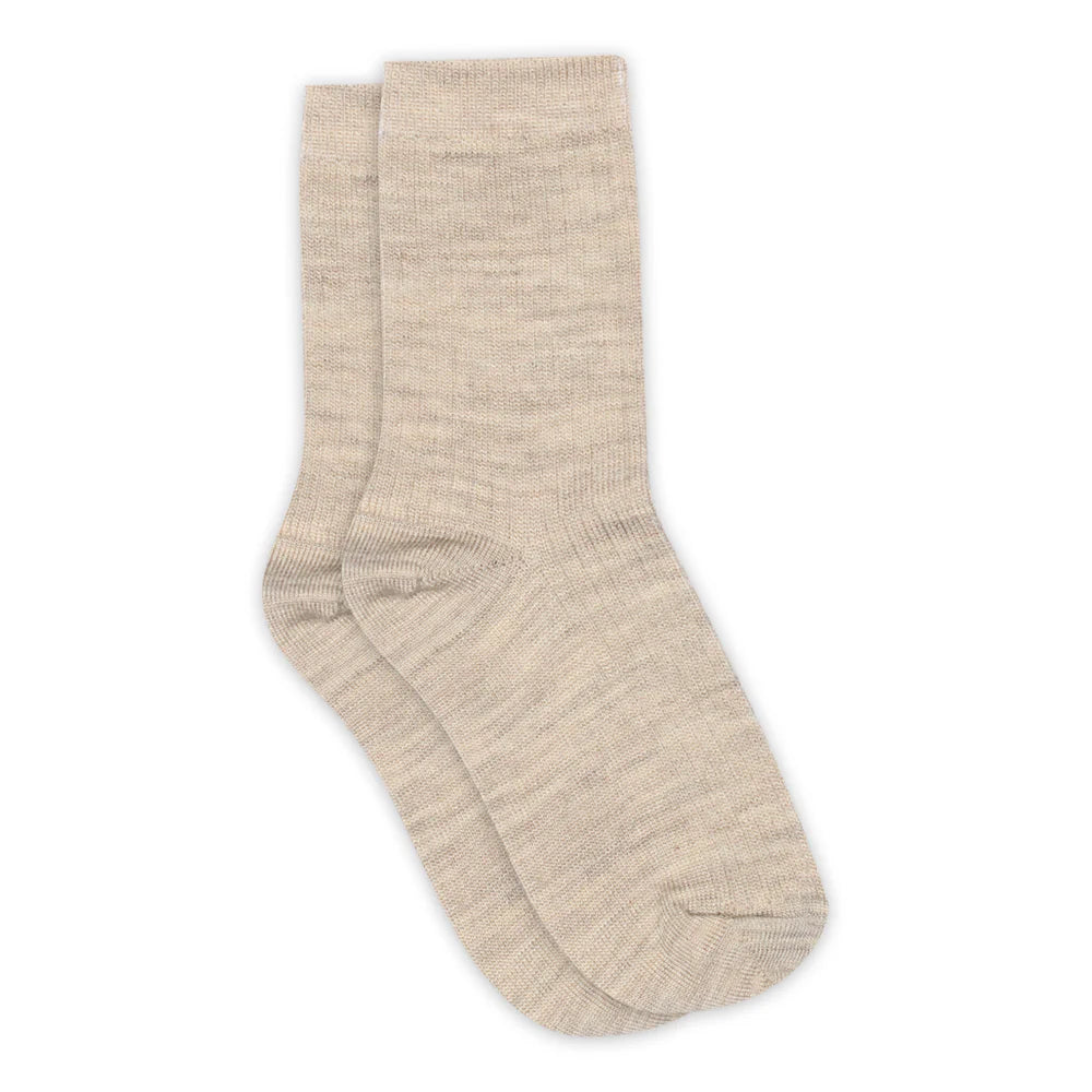 Șosete medii mp Denmark (copii și adulți) din lână și bambus Hilde - Beige Melange