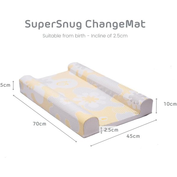 Saltea de înfășat înclinată BabyDam SuperSnug 70×45 cm, Alb/Galben – Anti-reflux, cu suport lateral
