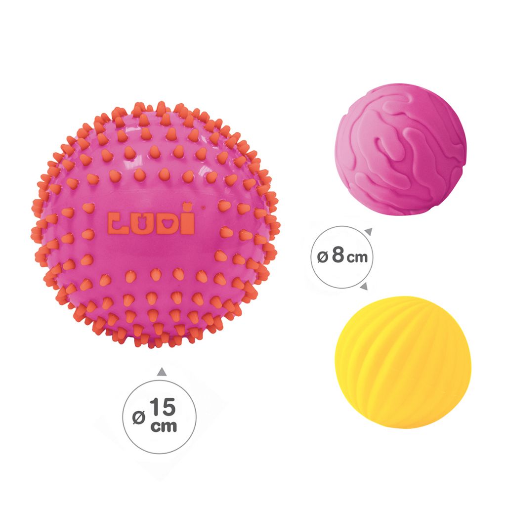 Set de 3 mingii senzoriale Roz, Ludi