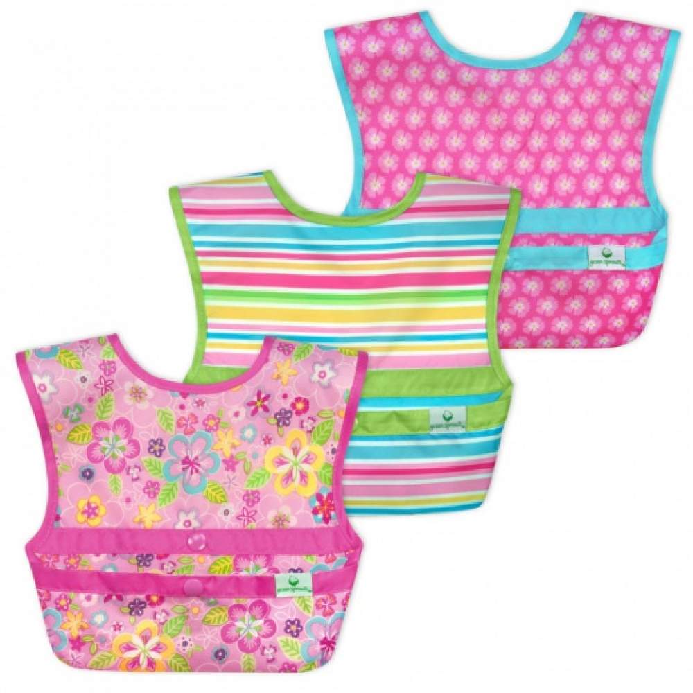 Set 3 baveţele Easy Wear Snap'n Go - Green Sprouts - Flower Field