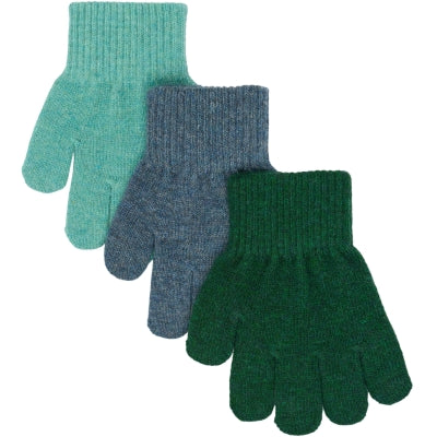 Mănuși tricotate cu lână Magic Gloves Mikk-line - set de 3 perechi Darkest Sprouse-Faded Denim-Balsam Green