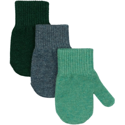 Mănuși Mikk-Line tricotate cu lână - set de 3 perechi: Darkest Sprouse-Faded Denim-Balsam Green