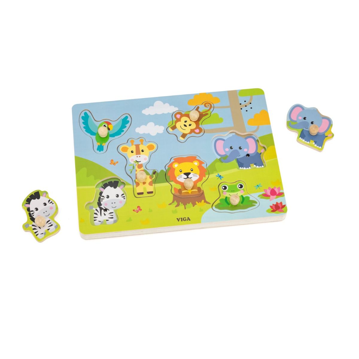 Puzzle cu Sunete – Animale din Junglă, Viga