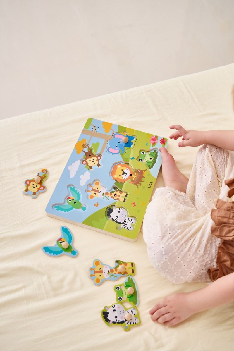 Puzzle cu Sunete – Animale din Junglă, Viga