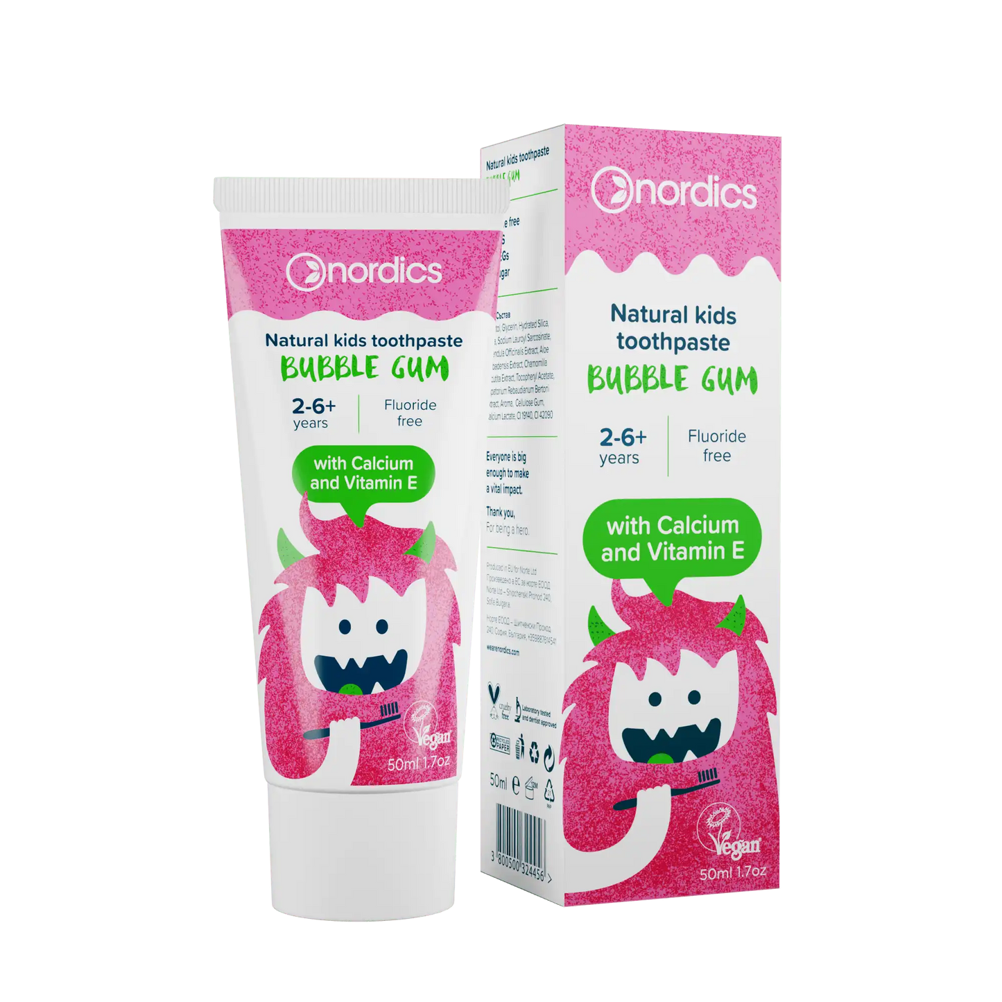 Pasta de dinți bubble gum pentru copii - Nordics 50 ml