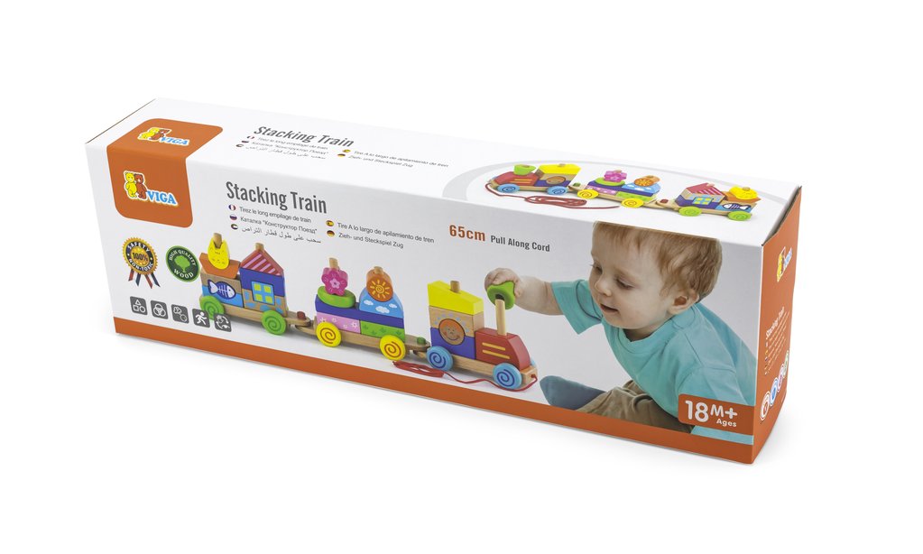 Trenuleț modular colorat din lemn cu cuburi - Viga