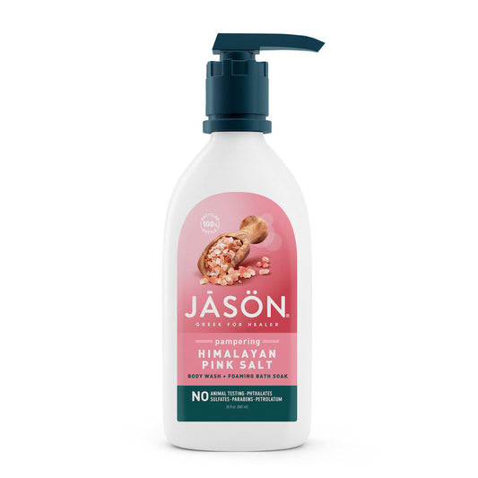 Gel de duș și spumă de baie cu sare roz de Himalaya, Jason, 887 ml