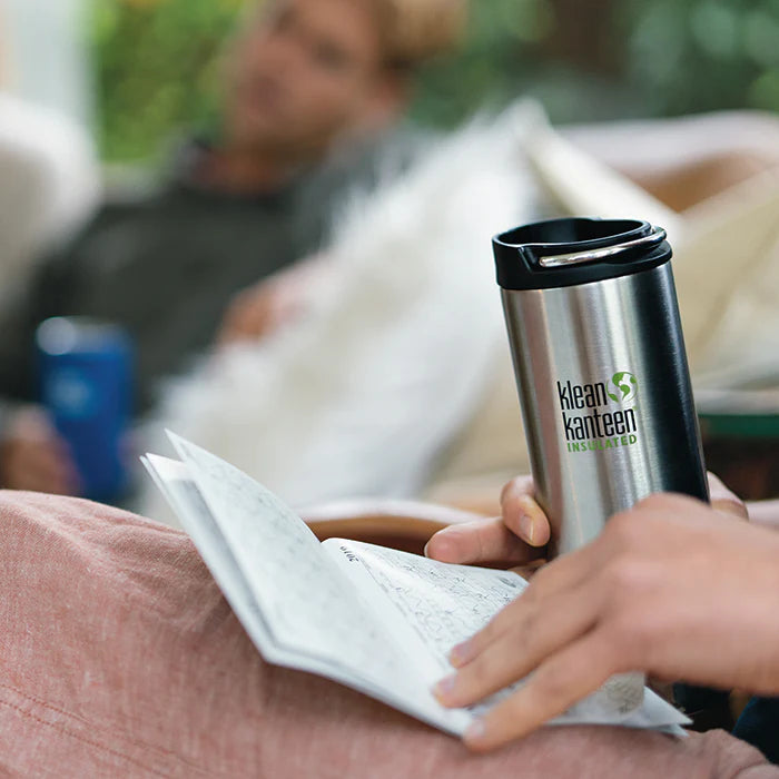 Cană termoizolantă 473 ml cu capac Cafe Cap - Klean Kanteen - TKWide Brushed Stainless