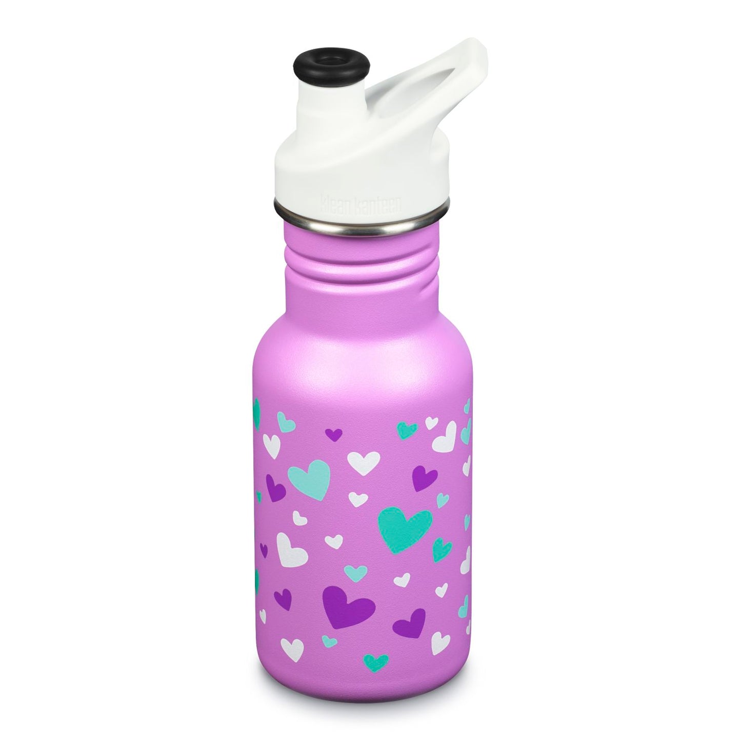 Recipient din oţel inoxidabil pentru copii, 355 ml, cu capac sport - Classic Narrow Klean Kanteen - Orchid Hearts