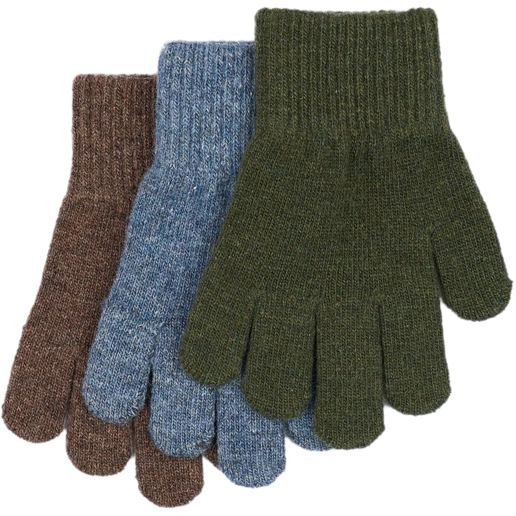 Mănuși tricotate cu lână Magic Gloves Mikk-line - set de 3 perechi Duffel Bag- Chocolate Chip - Orion Blue