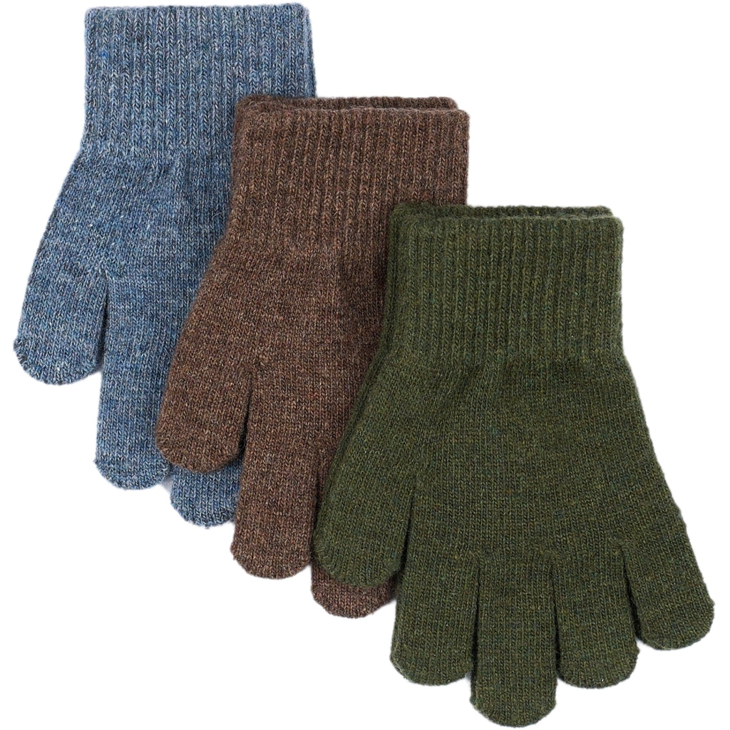 Mănuși tricotate cu lână Magic Gloves Mikk-line - set de 3 perechi Duffel Bag- Chocolate Chip - Orion Blue