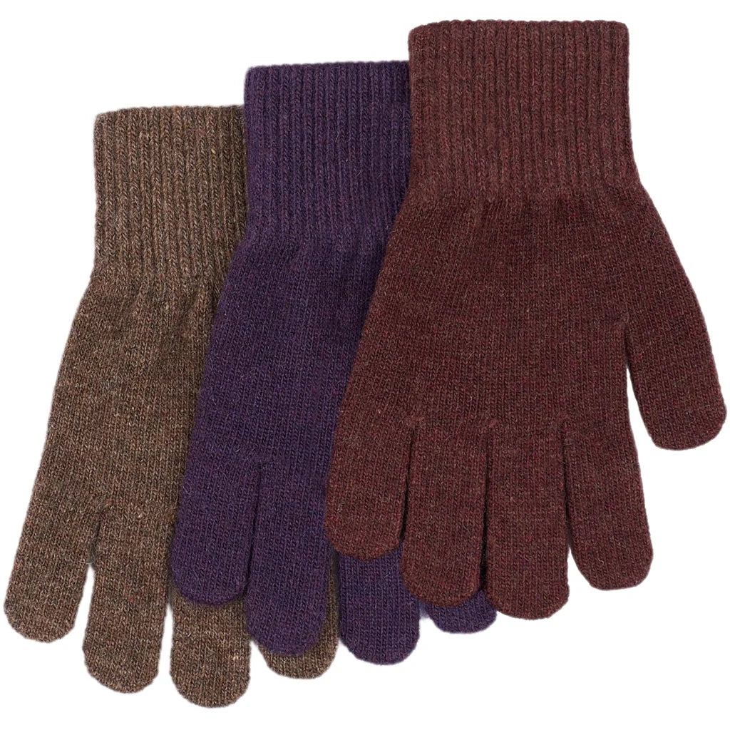 Mănuși tricotate cu lână Magic Gloves Mikk-line - set de 3 perechi Nightshade- Chocolate Chip - Rose Brown