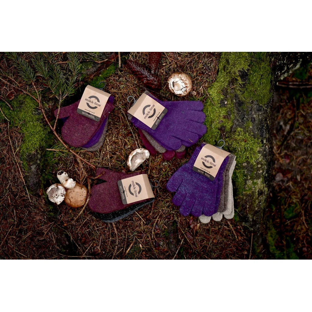 Mănuși tricotate cu lână Magic Gloves Mikk-line - set de 3 perechi Nightshade- Chocolate Chip - Rose Brown