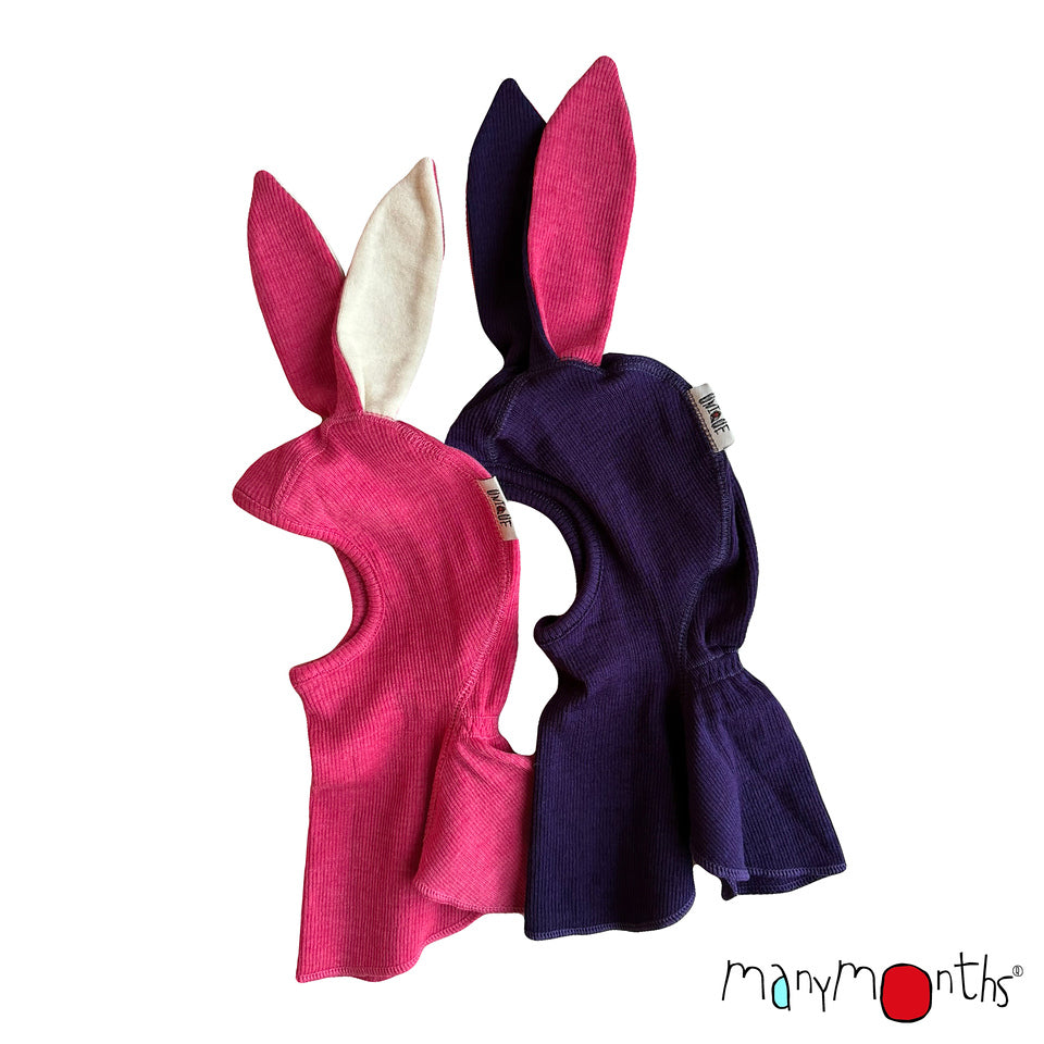 Cagulă ManyMonths Unique Bunny din lână merinos - Acai Berry