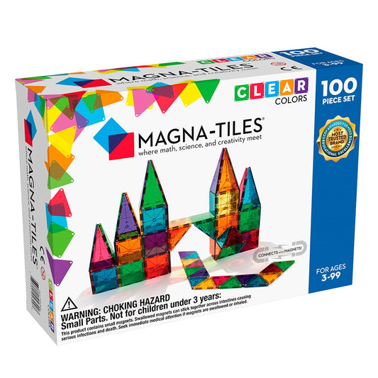 Set MAGNA-TILES - 100 piese magnetice de construcție transparente colorate