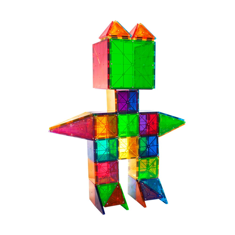 Set MAGNA-TILES - 100 piese magnetice de construcție transparente colorate