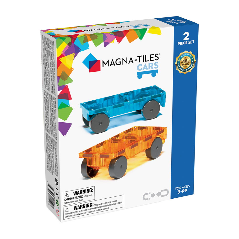 Magna-tiles Extensie, 2 mașinuțe albastru și portocaliu