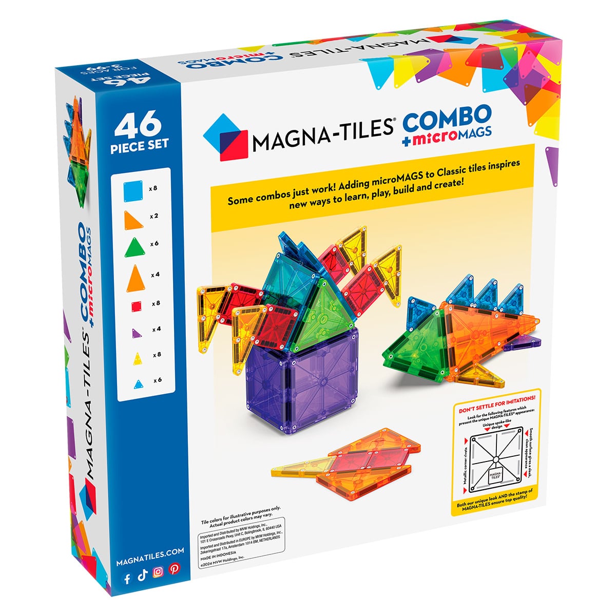 MAGNA-TILES Combo + microMAGS, 46 piese