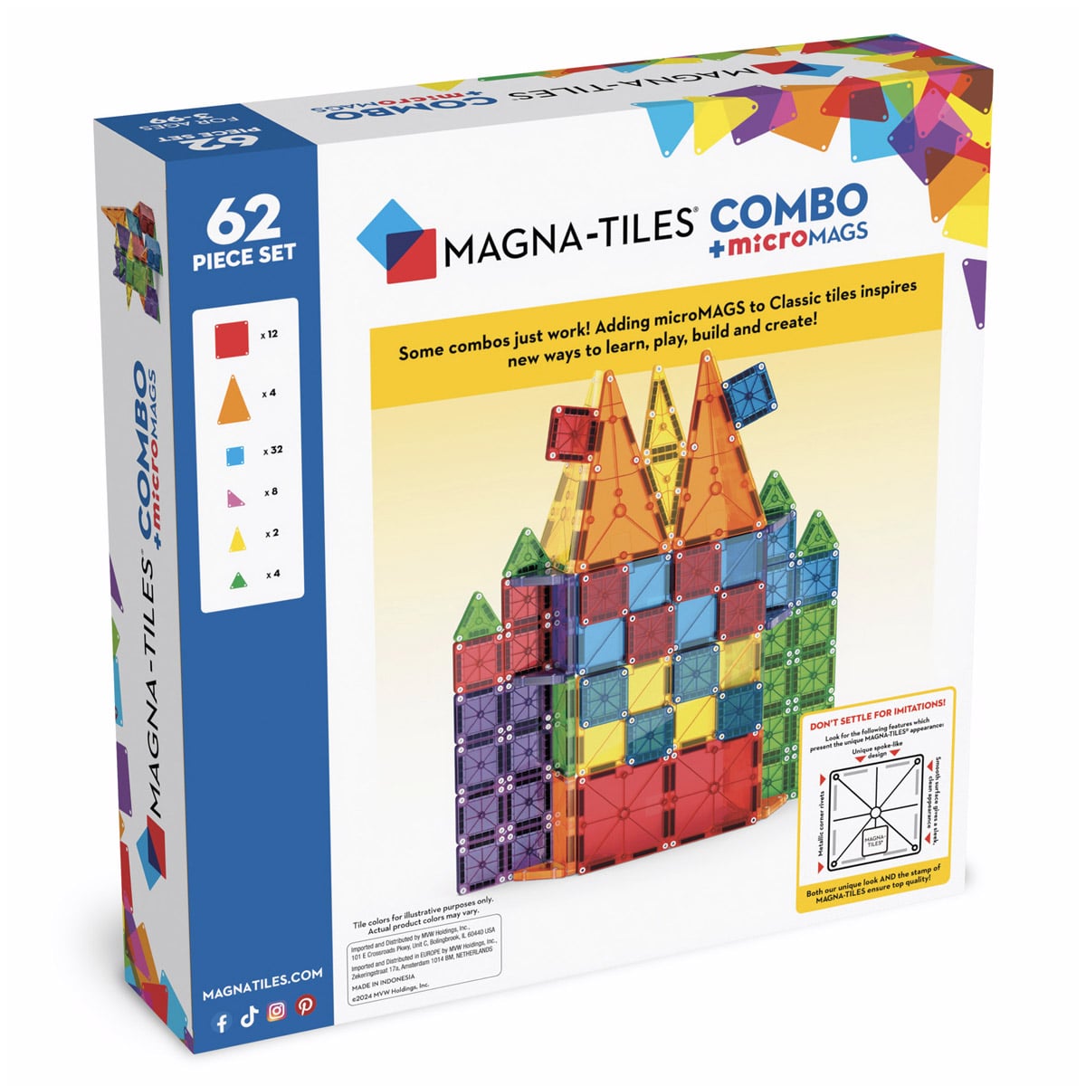MAGNA-TILES Combo + microMAGS, 62 piese
