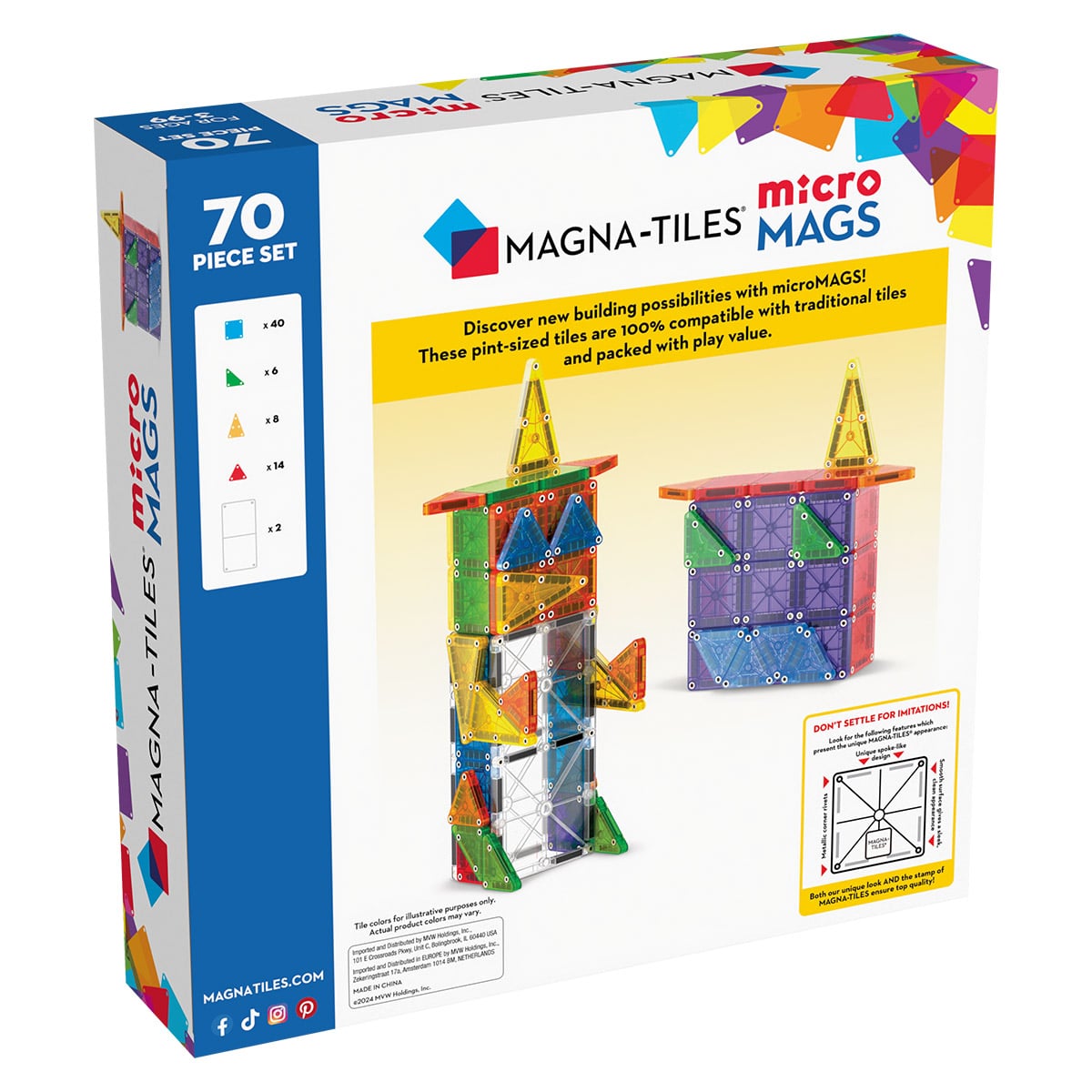 MAGNA-TILES microMAGS, 70 piese