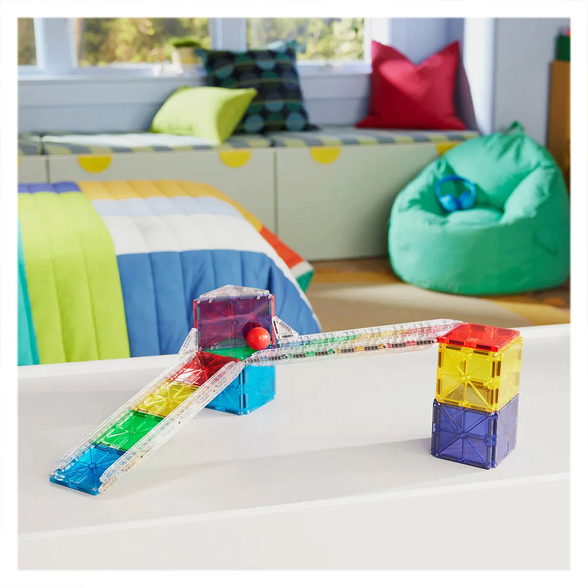 MAGNA-TILES Rail Racers Rail Pack – Set extensie piste magnetice 8 șine transparente