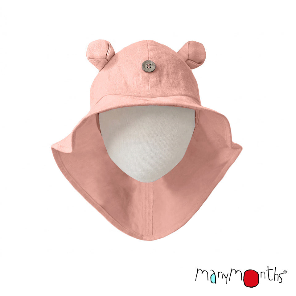 Pălărie ajustabilă ManyMonths Unique cu urechiușe din cânepă și bumbac - Peach Rose