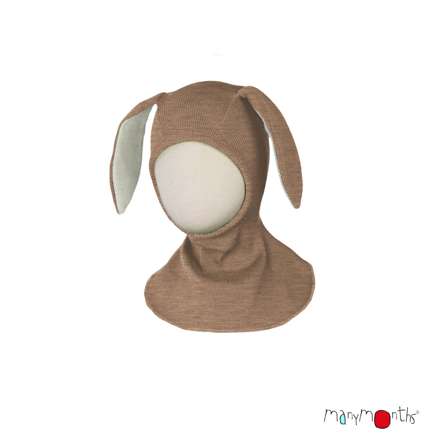 Cagulă ManyMonths Unique Bunny din lână merinos - Nutty Granola