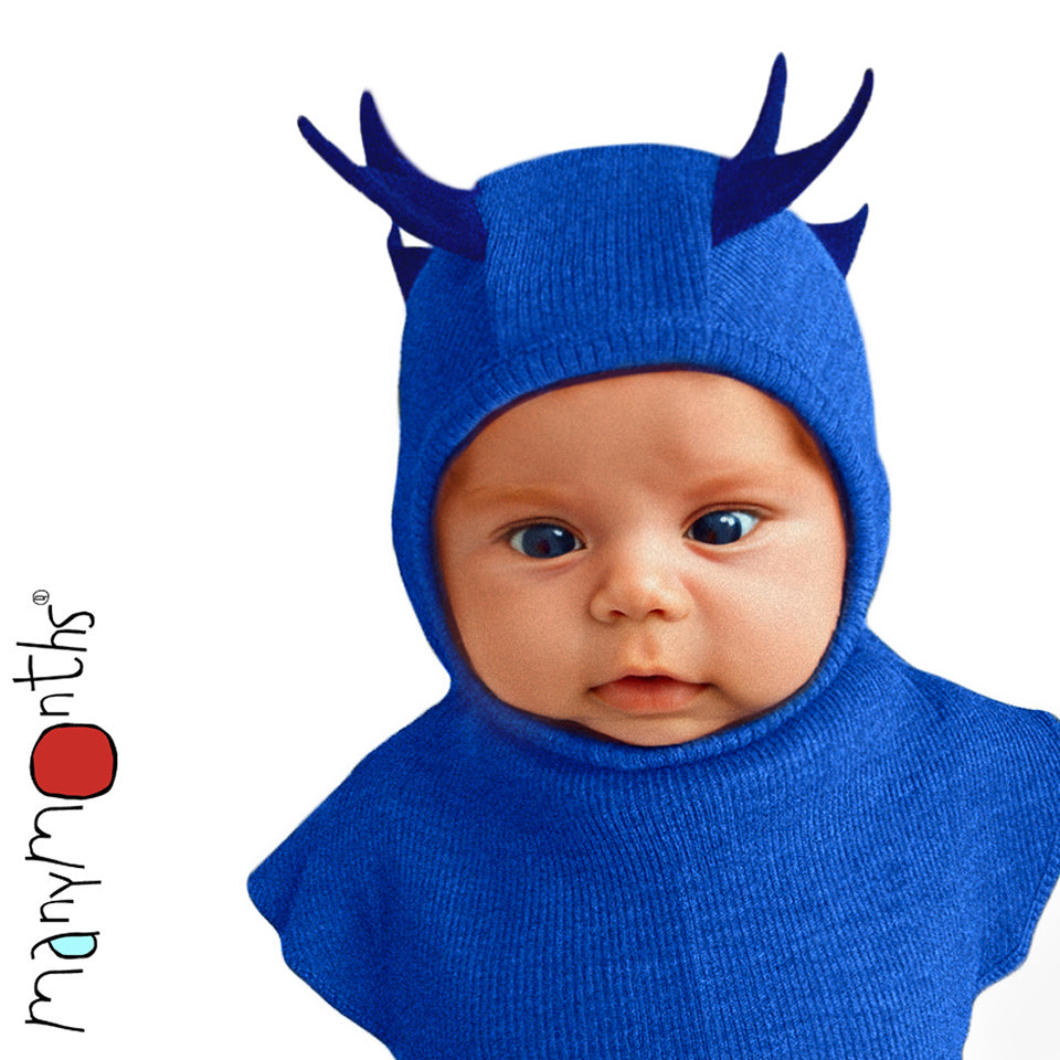 Cagulă ManyMonths Unique Dino din lână merinos - Classic Blue
