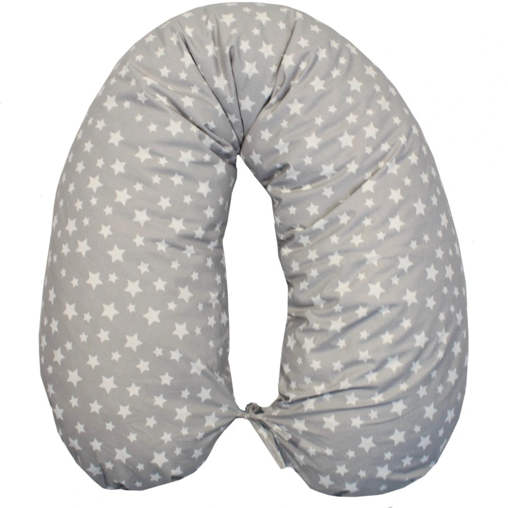 Pernă pentru gravide și alăptare, cu husă detașabilă din bumbac 2 în 1 - Twindeco Grande Alb