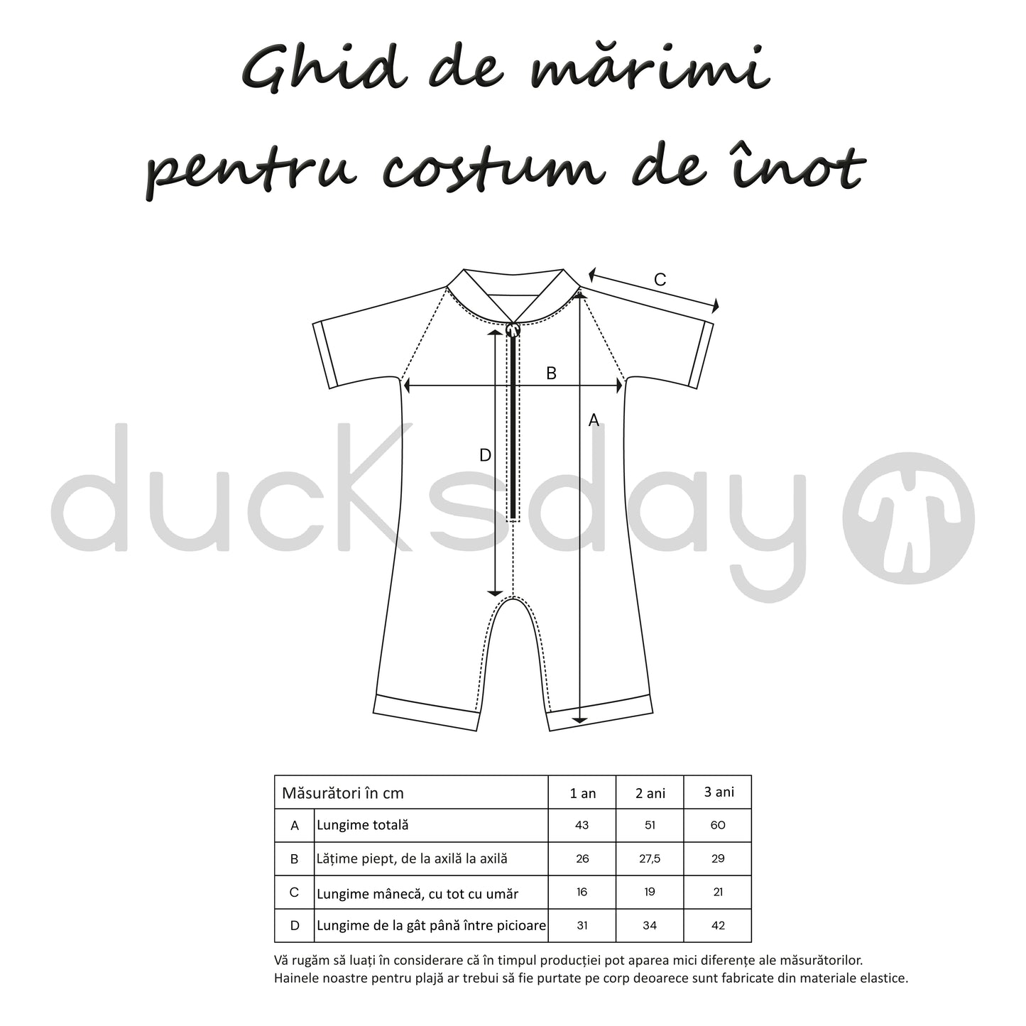 DucKsday - Costum pentru înot din lycra cu protecție solară UPF 50+ - Cala