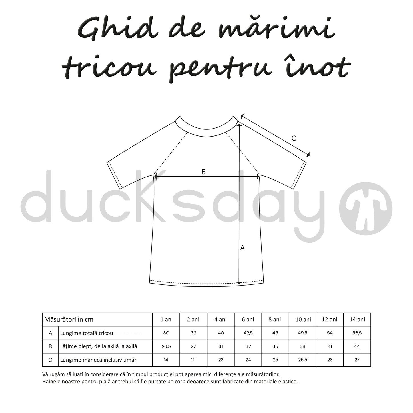 DucKsday - Tricou pentru înot cu protecție solară UPF 50+ - Cala