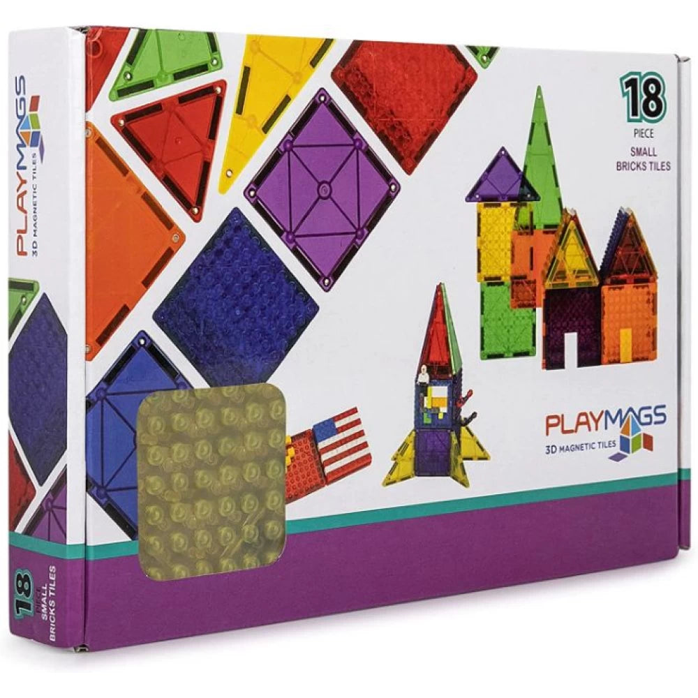 Set Playmags 18 piese magnetice de construcție cu forme mici pentru cărămizi de construit gen Lego