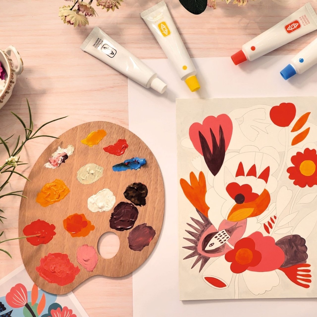 Atelier creativ de pictură pentru adulți Flori, Djeco