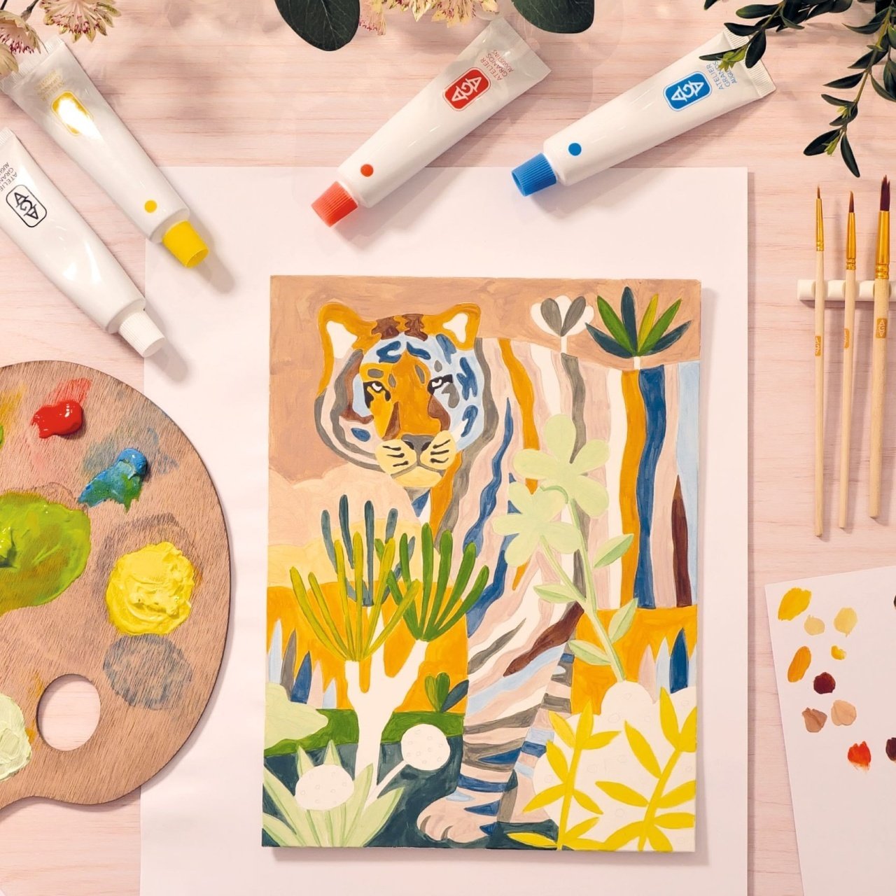 Atelier creativ de pictură pentru adulți Tigru, Djeco