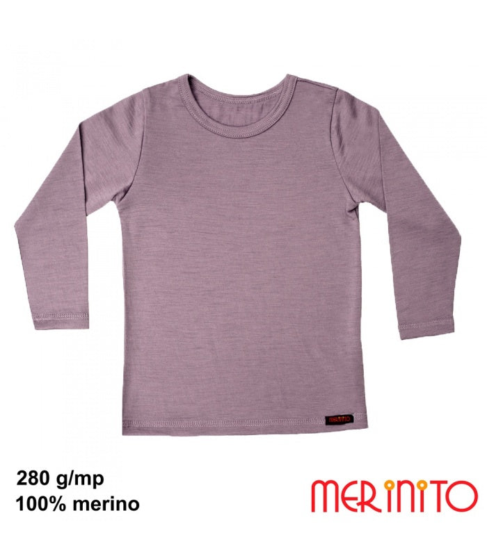 Bluză copii Thermal Base 250-280g 100% lână merinos Deep Lilac - Merinito