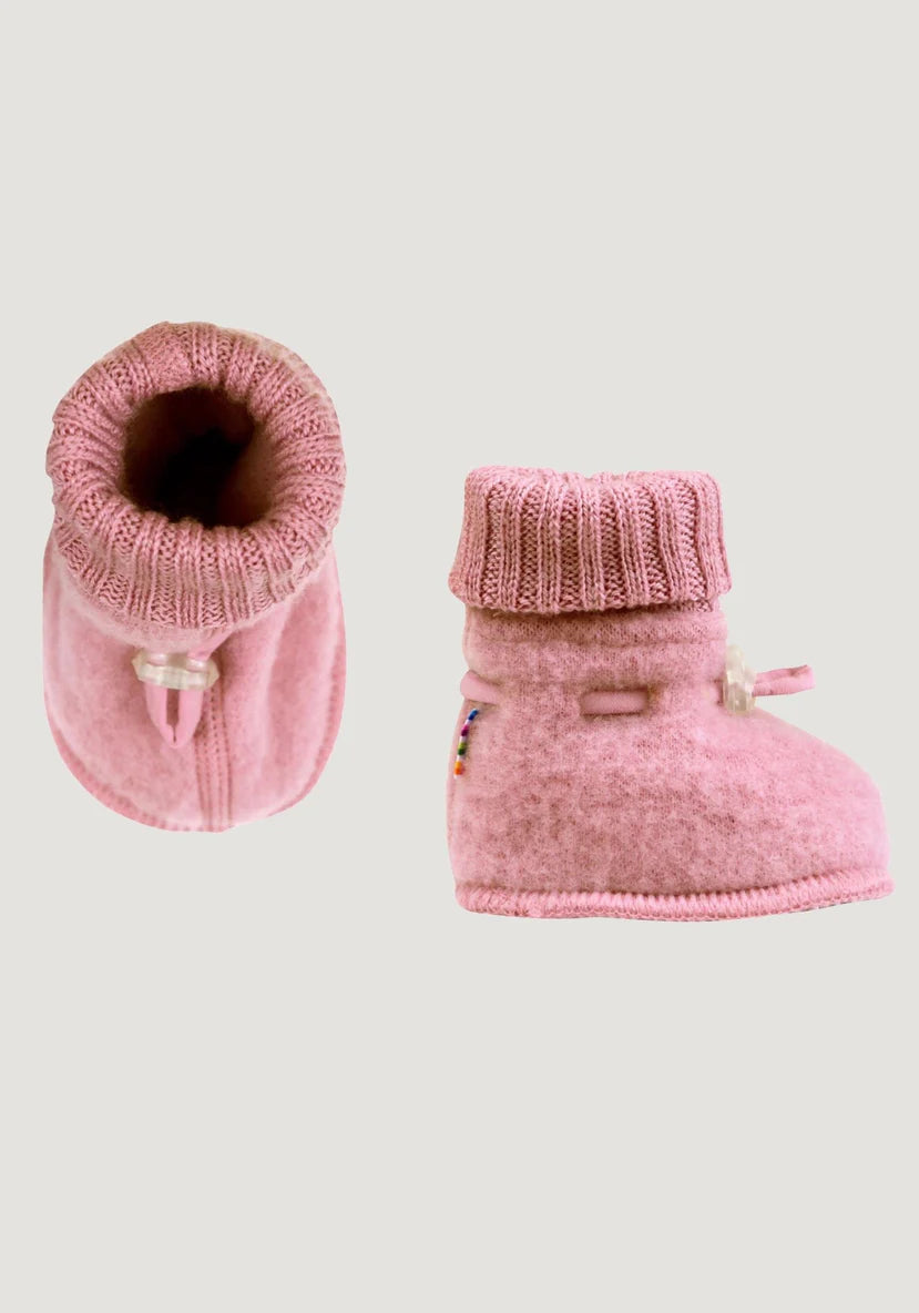 Joha - Botoșei din lână merinos tip fleece - Old Rose