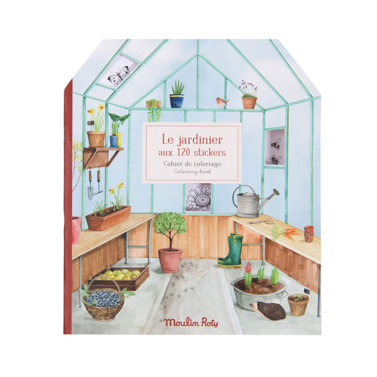 Carte de colorat cu abțibilduri Cartea Grădinarului, Moulin Roty