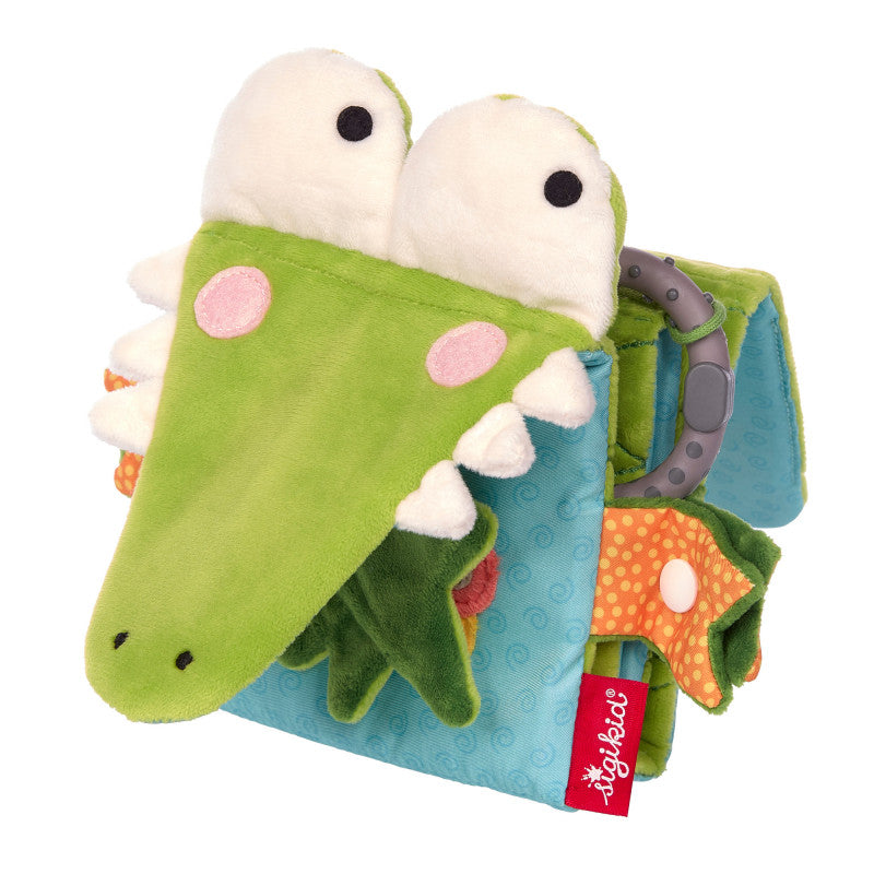 Carte senzorială din pluș cu activități Crocodil, PlayQ Sigikid