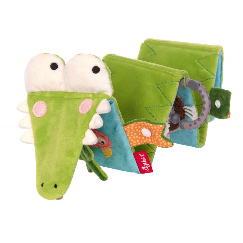 Carte senzorială din pluș cu activități Crocodil, PlayQ Sigikid
