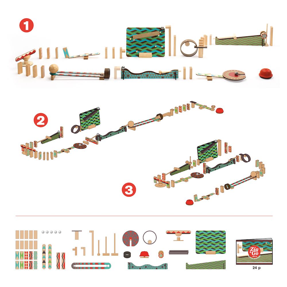 Zig&Go Djeco, set de construcție trasee, 48 piese