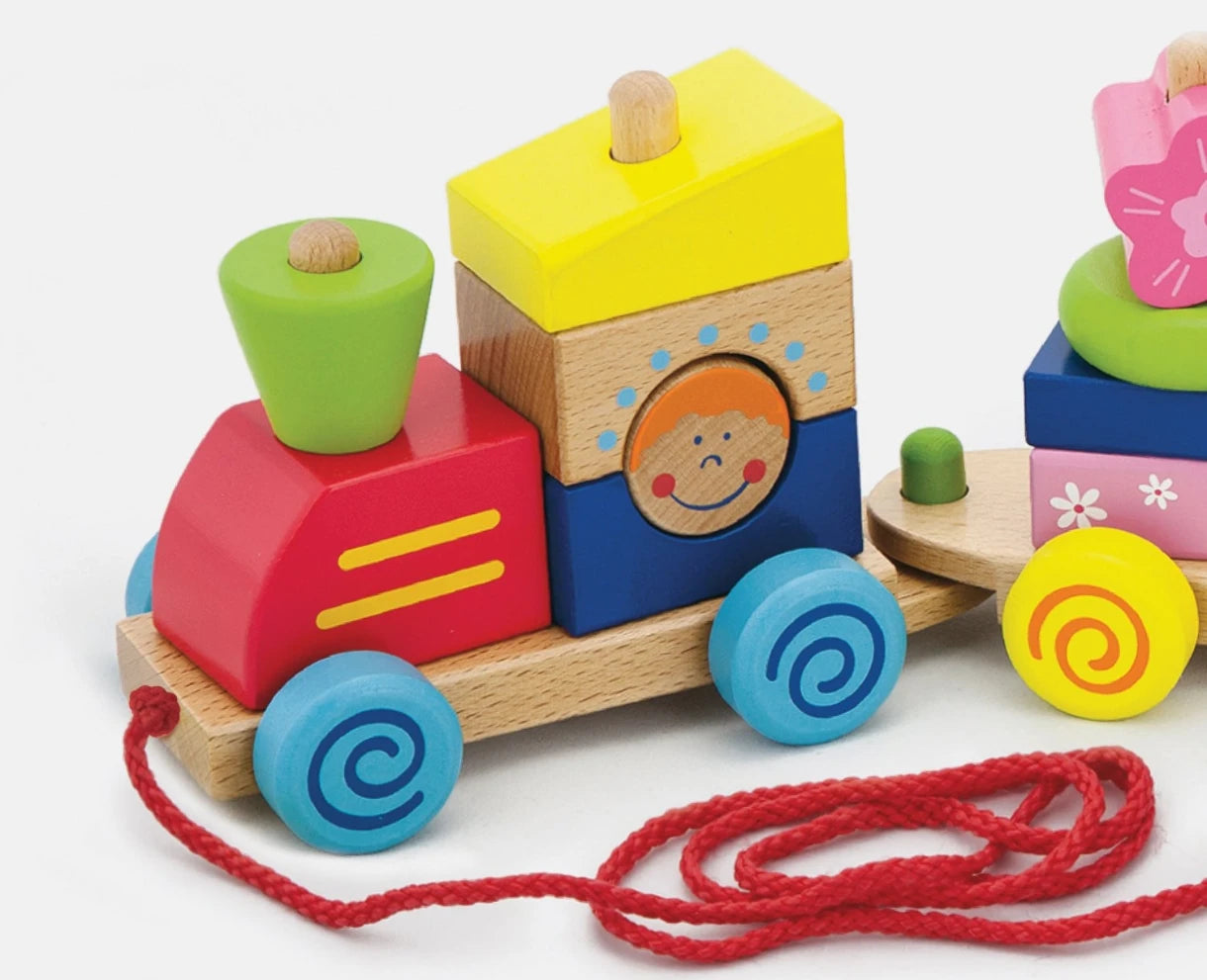 Trenuleț modular colorat din lemn cu cuburi - Viga