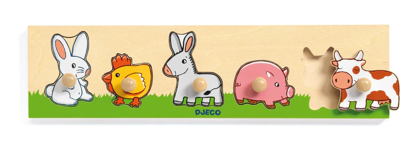 Puzzle Djeco cu buton Ferma