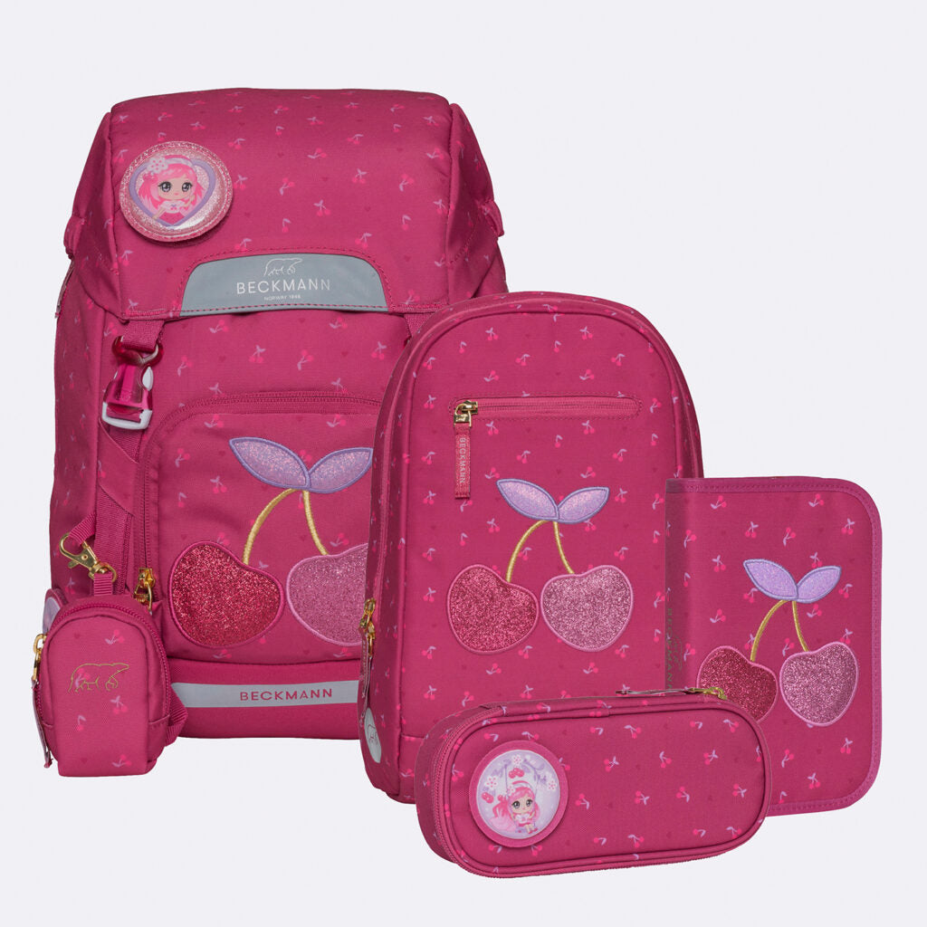 Ghiozdan, rucsac ergonomic Beckmann, SET CLASIC 6 PIESE, CHERRY