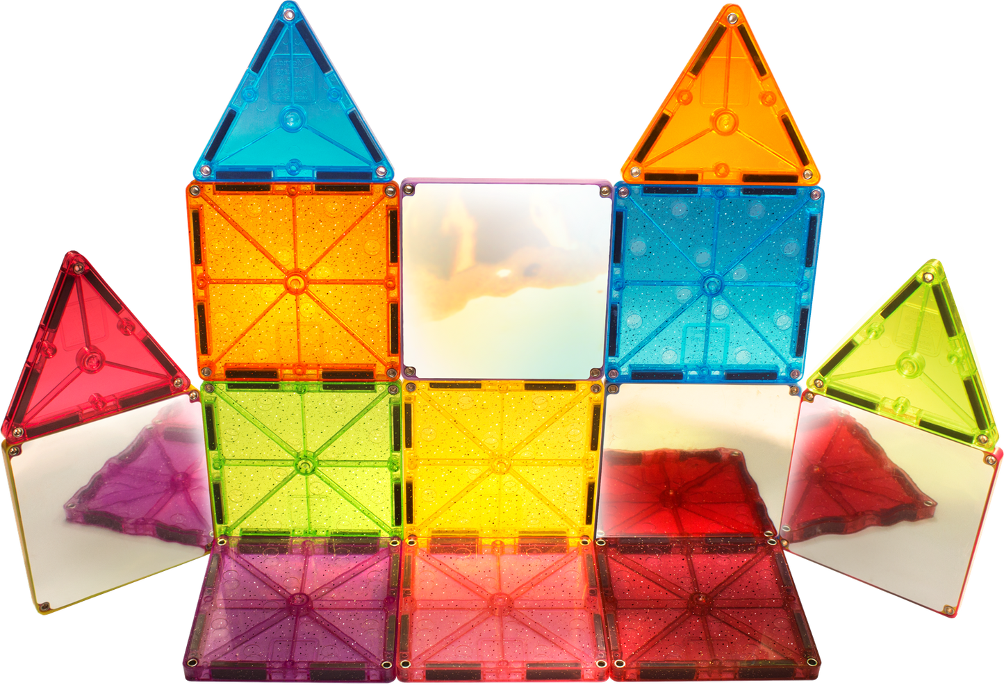 Magna-Tiles Stardust cu sclipici și oglinzi (15 piese)