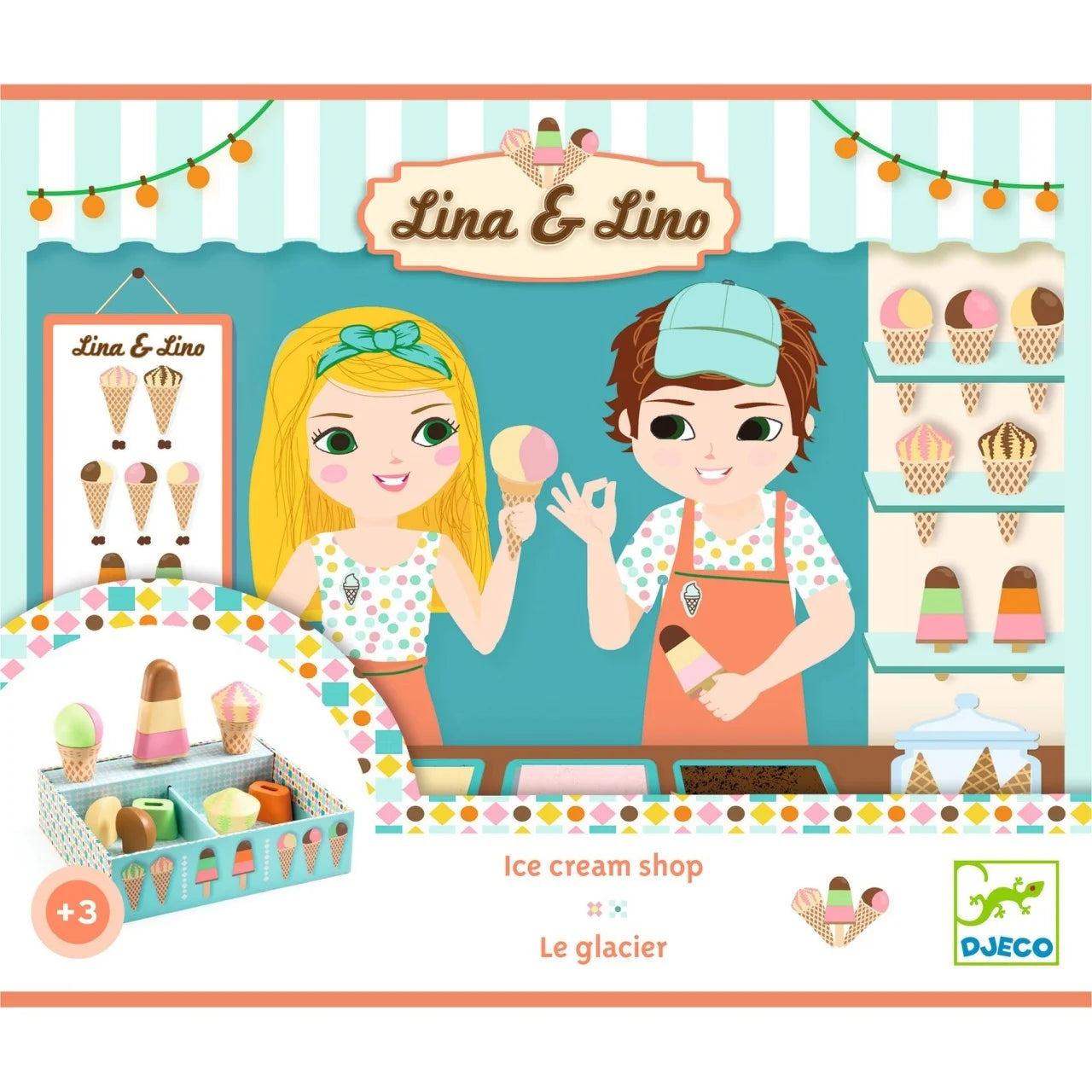 Joc de rol din lemn Gelateria Lina & Lino, Djeco