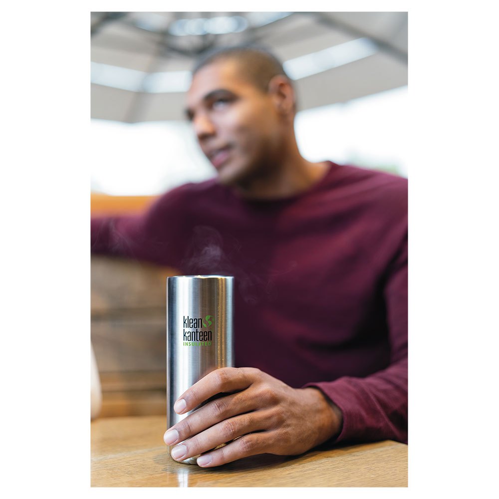 Cană termoizolantă 473 ml cu capac Cafe Cap - Klean Kanteen - TKWide Brushed Stainless
