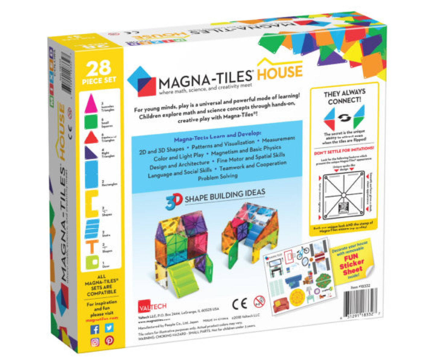 MAGNA-TILES House set magnetic cu autocolante (28 piese)