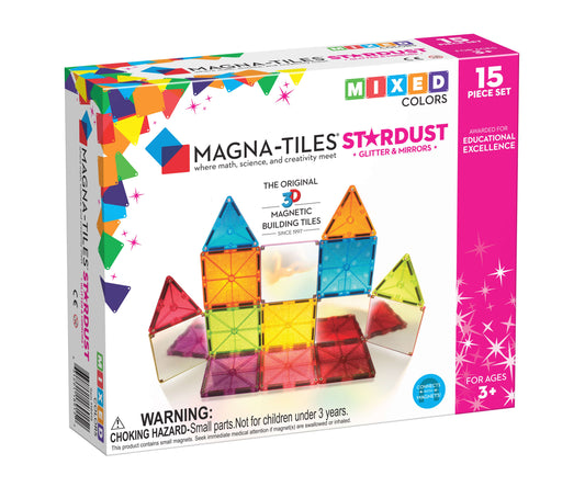 MAGNA-TILES Stardust cu sclipici și oglinzi (15 piese)