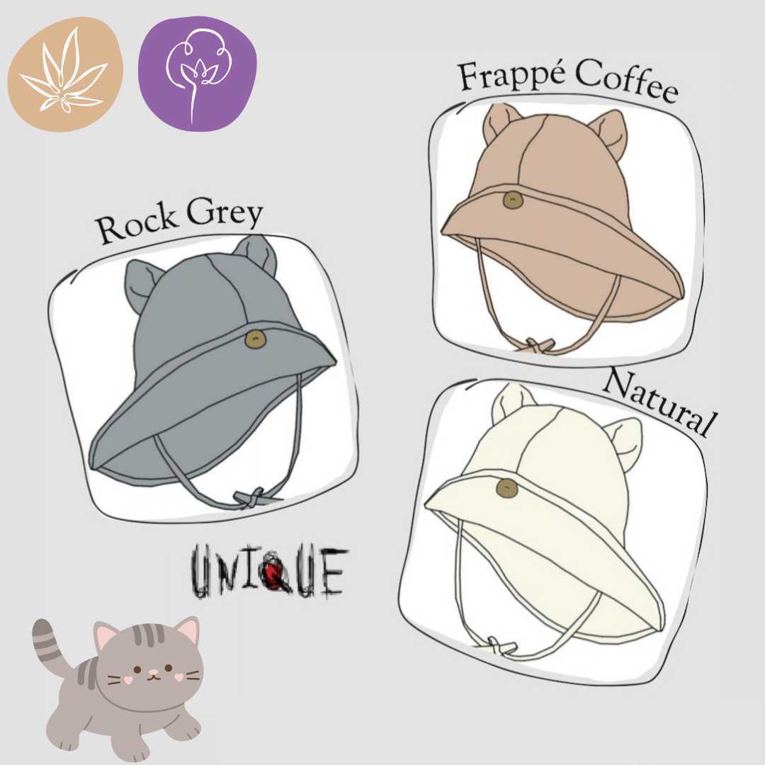 Pălărie ajustabilă ManyMonths Kitty cânepă și bumbac - Natural